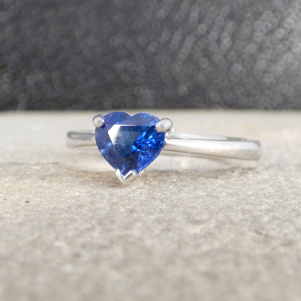 Heart Cut Sapphire solitaire ring in Platinum