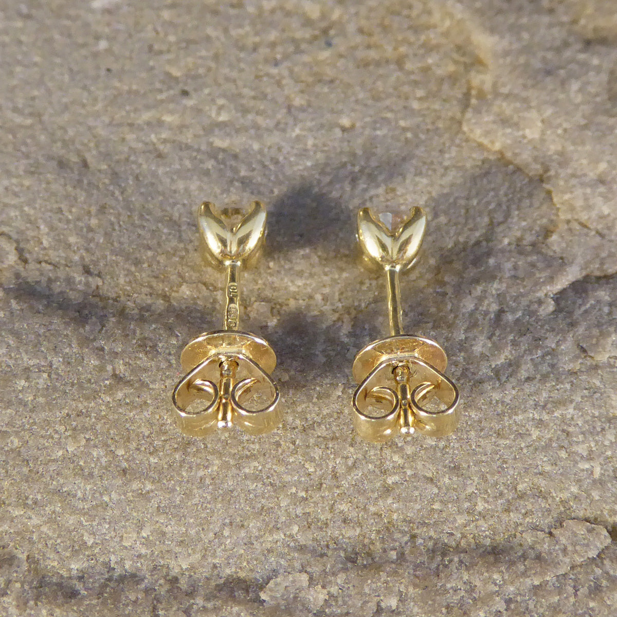 0.50ct Diamond Stud Earrings in Yellow Gold - Wharfedale Antiques