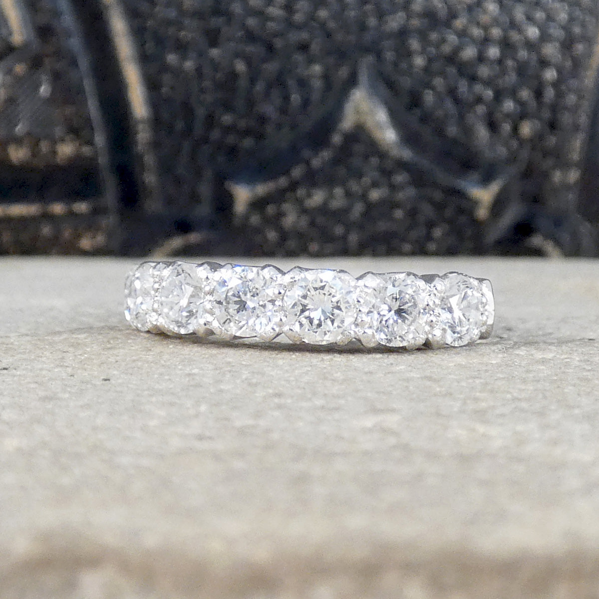 1.40ct Diamond Half Eternity Ring in 18ct White Gold. Featuring a row of brilliant cut diamonds creating sparkle across the whole finger.