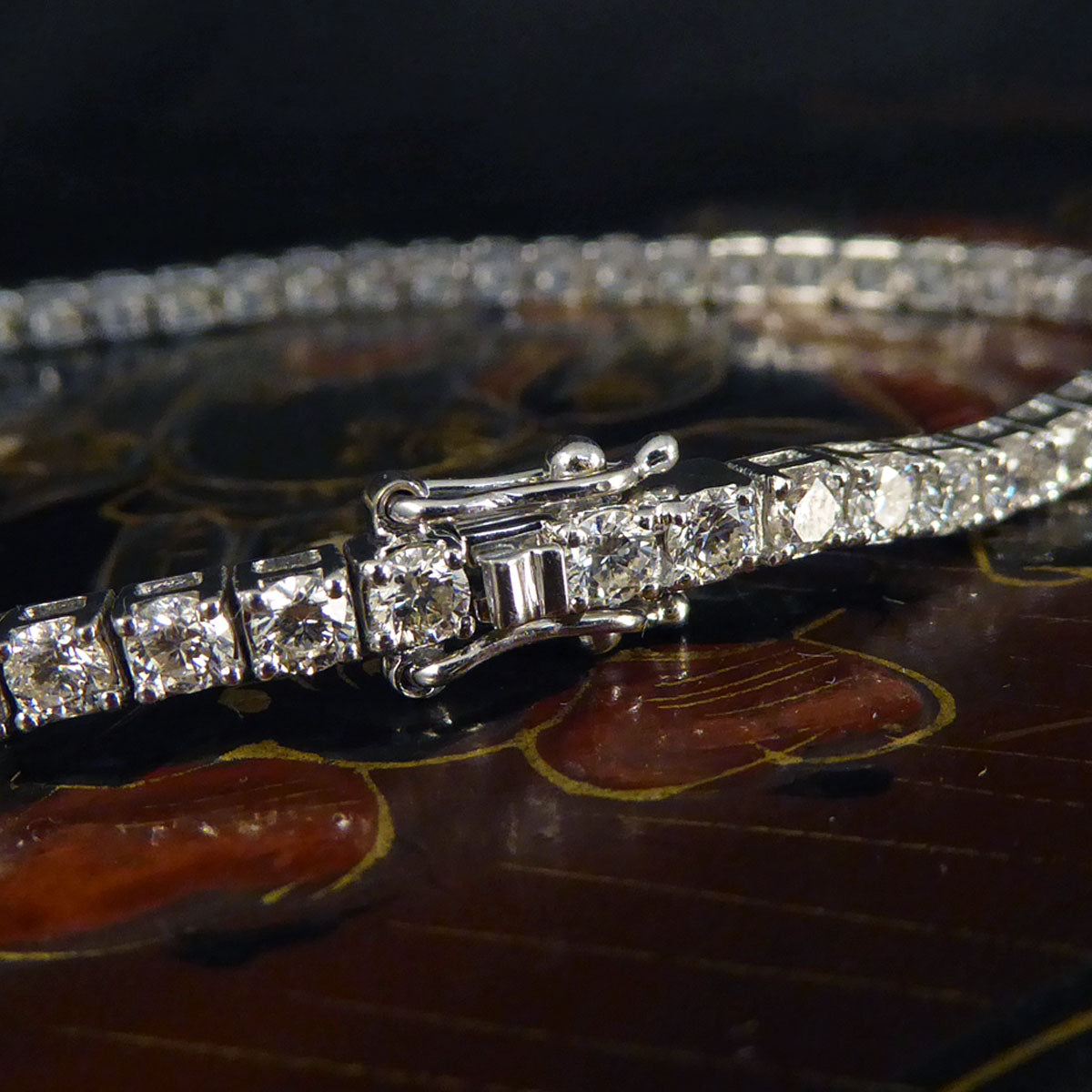4.83ct Diamond Tennis Bracelet with Box Setting in 18ct White Gold - Wharfedale Antiques