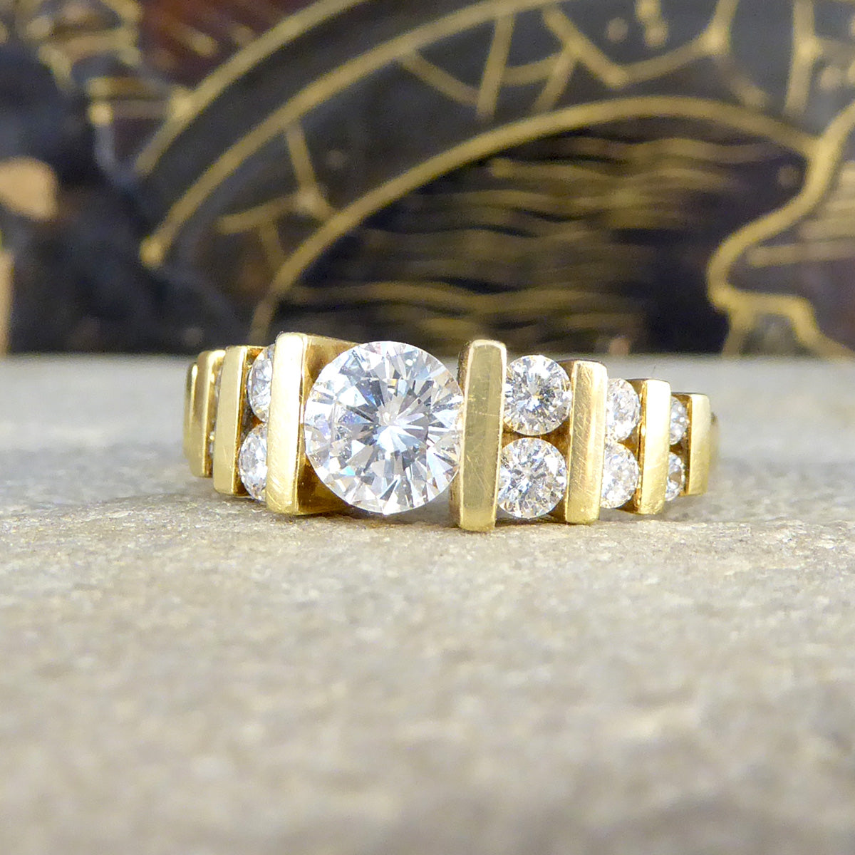 Vintage Diamond Stage Stepped Ring in 18ct Yellow Gold - Wharfedale Antiques