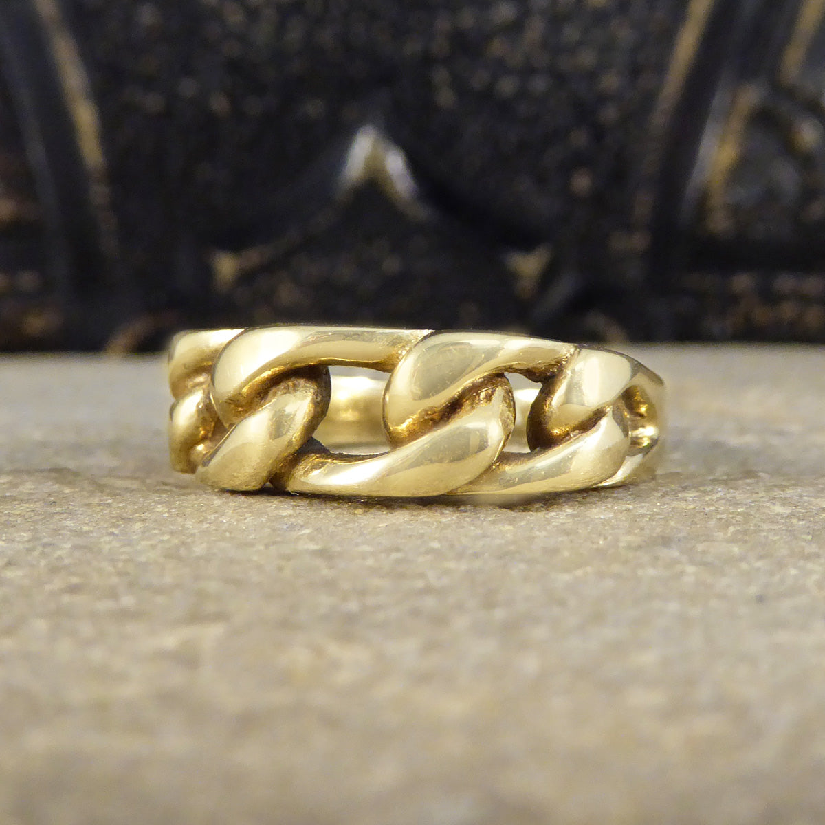 Vintage Solid Yellow Gold Curb Chain Half Band Ring - Wharfedale Antiques