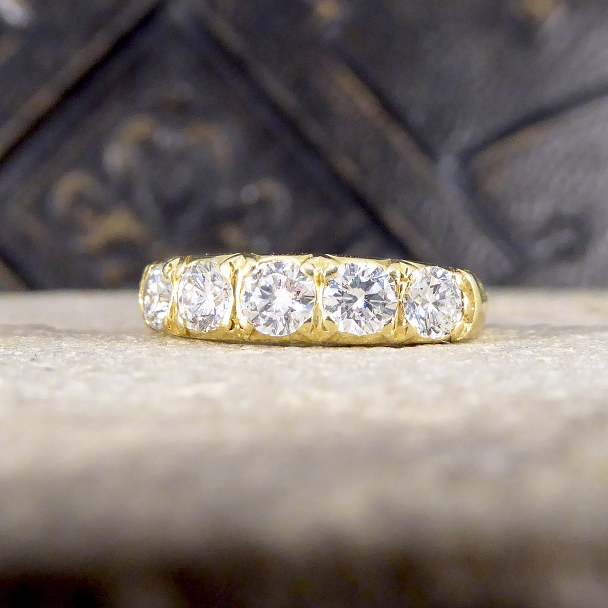 Vintage 0.75ct Diamond Five Stone Ring in 18ct Yellow Gold - Wharfedale Antiques