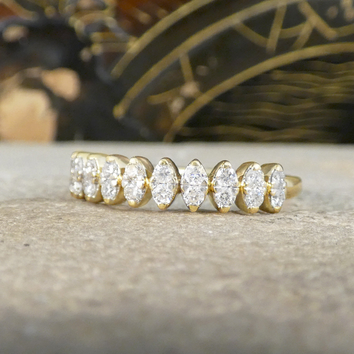 Marquise Illusion Diamond Half Eternity Ring in 18ct Yellow Gold