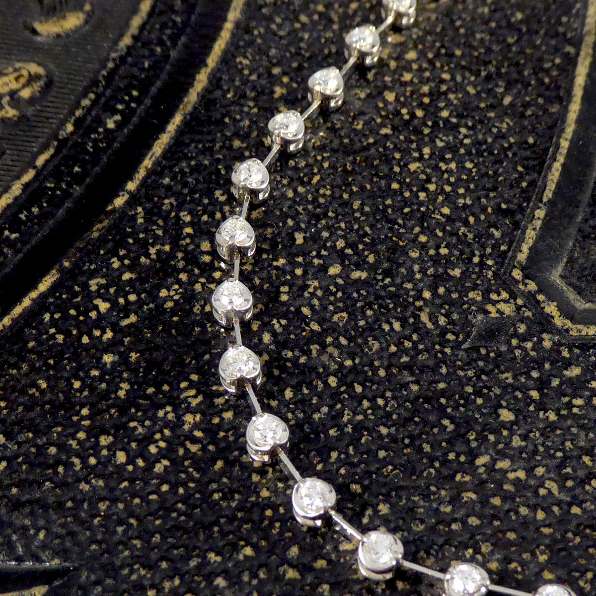 Brilliant Cut Diamond Spacer Line Necklace in 18ct White Gold - Wharfedale Antiques