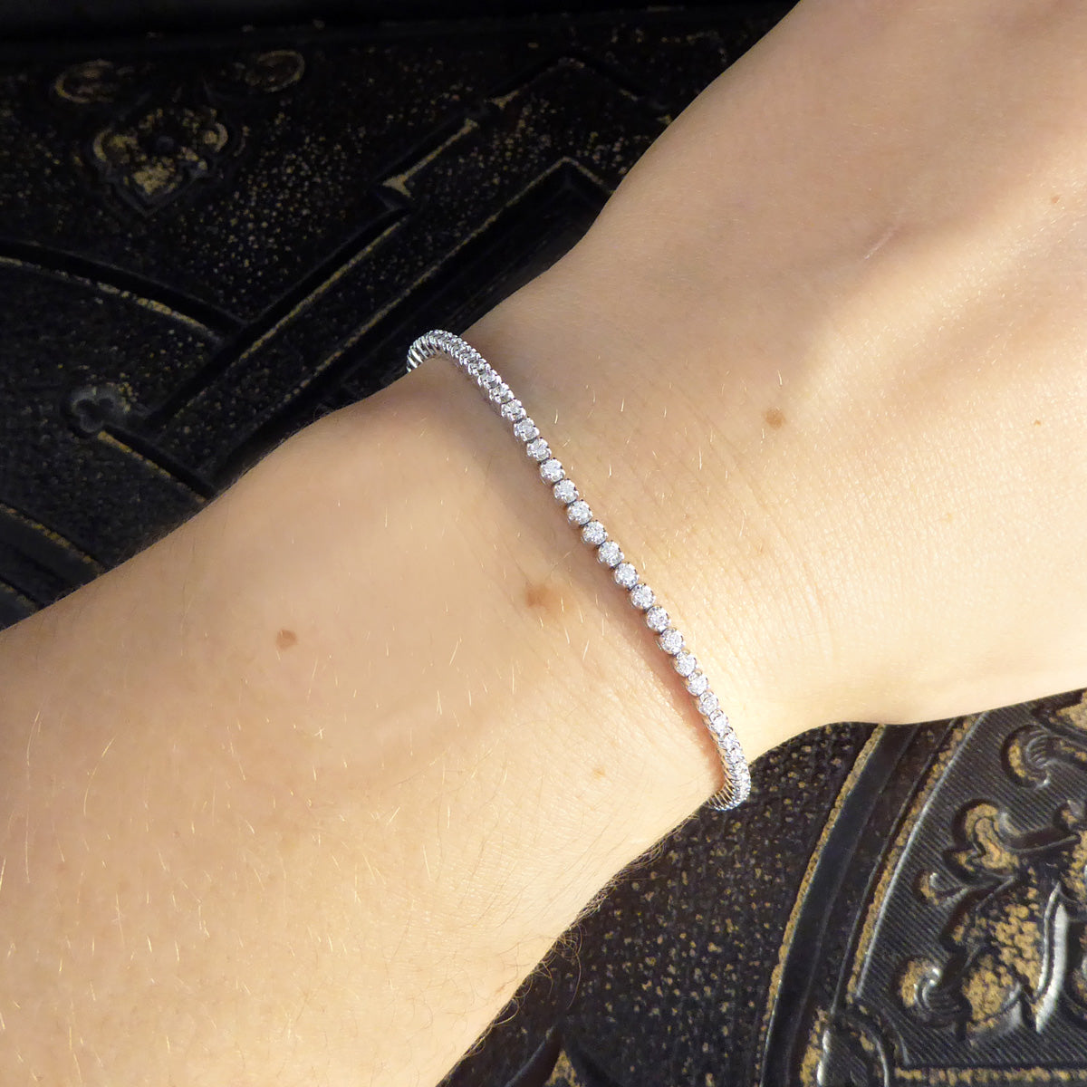 Classic and Fine 1.00ct Diamond Tennis Bracelet in White Gold - Wharfedale Antiques