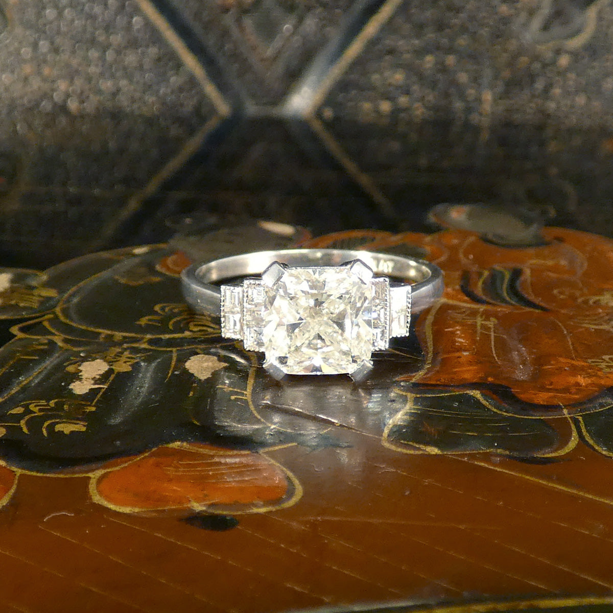 GIA Cert 2.01ct Cushioned Brilliant Cut Diamond Solitaire with Diamond Set Shoulders in Platinum. A beautiful forever gift.