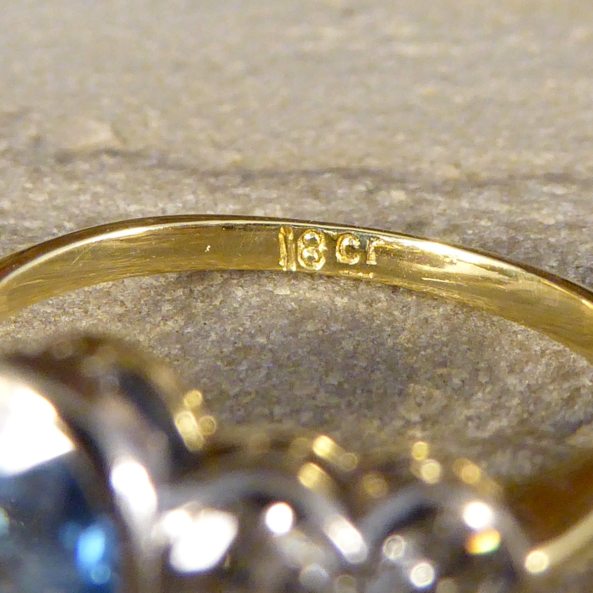 Edwardian Sapphire and Diamond Bezel Set Five Stone Ring in 18ct White and Yellow Gold - Wharfedale Antiques