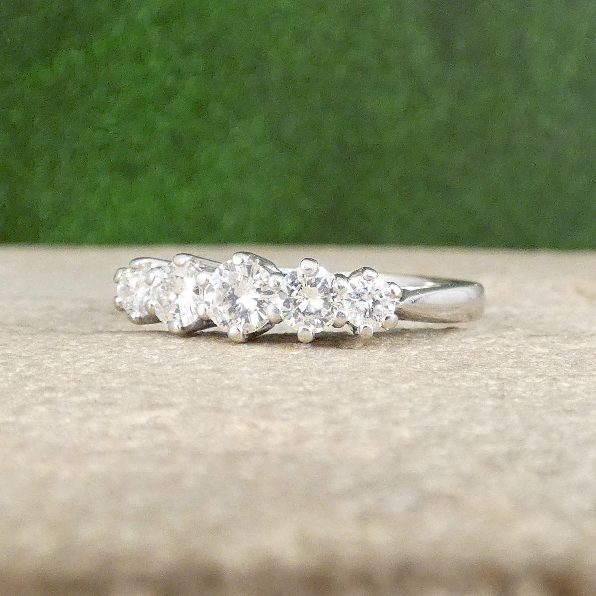 A diamond five stone ring in 18ct white gold