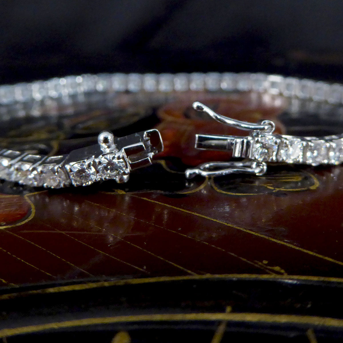 4.83ct Diamond Tennis Bracelet with Box Setting in 18ct White Gold - Wharfedale Antiques