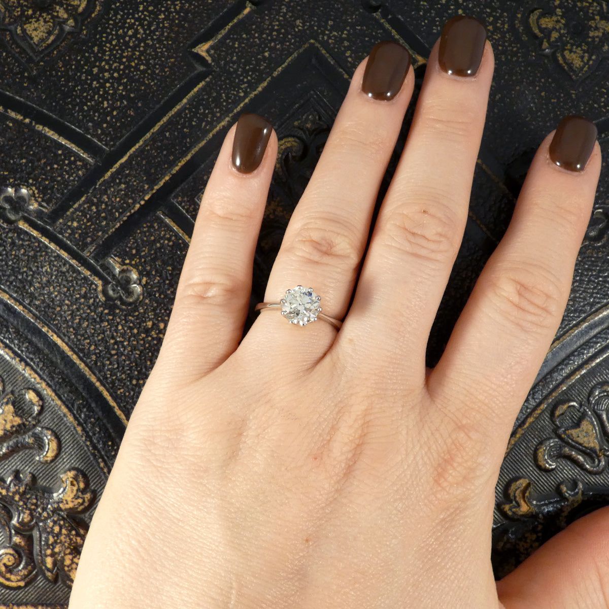 1.56ct Old European Cut Diamond Solitaire Ring in 18ct White Gold - Wharfedale Antiques