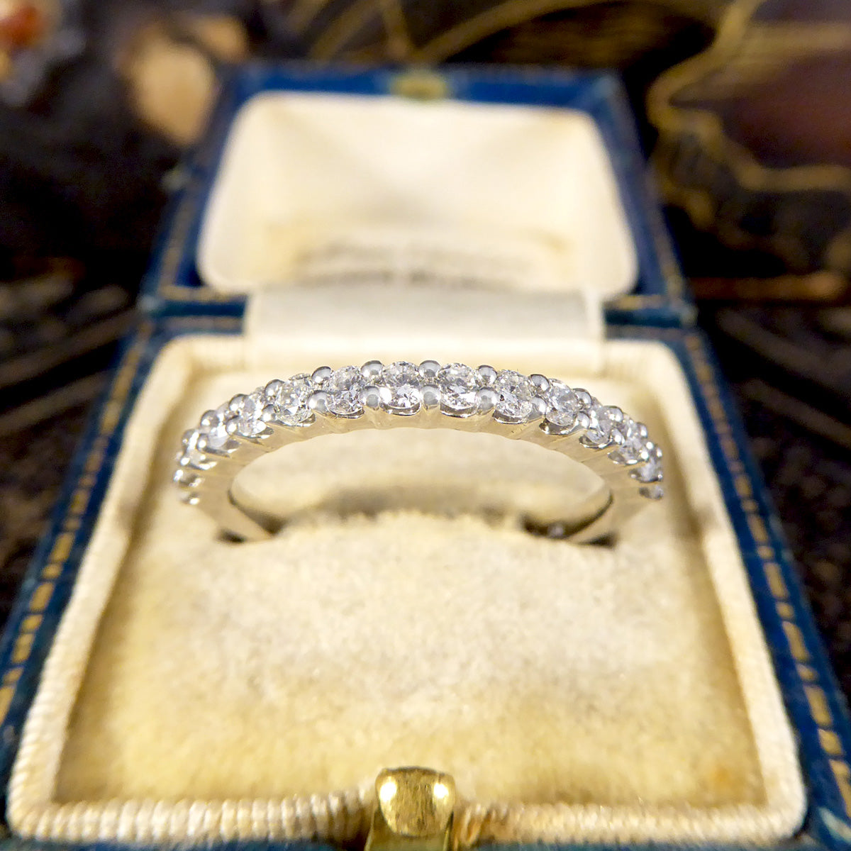 Dimond Set Half Eternity Stackable Ring in Platinum - Wharfedale Antiques