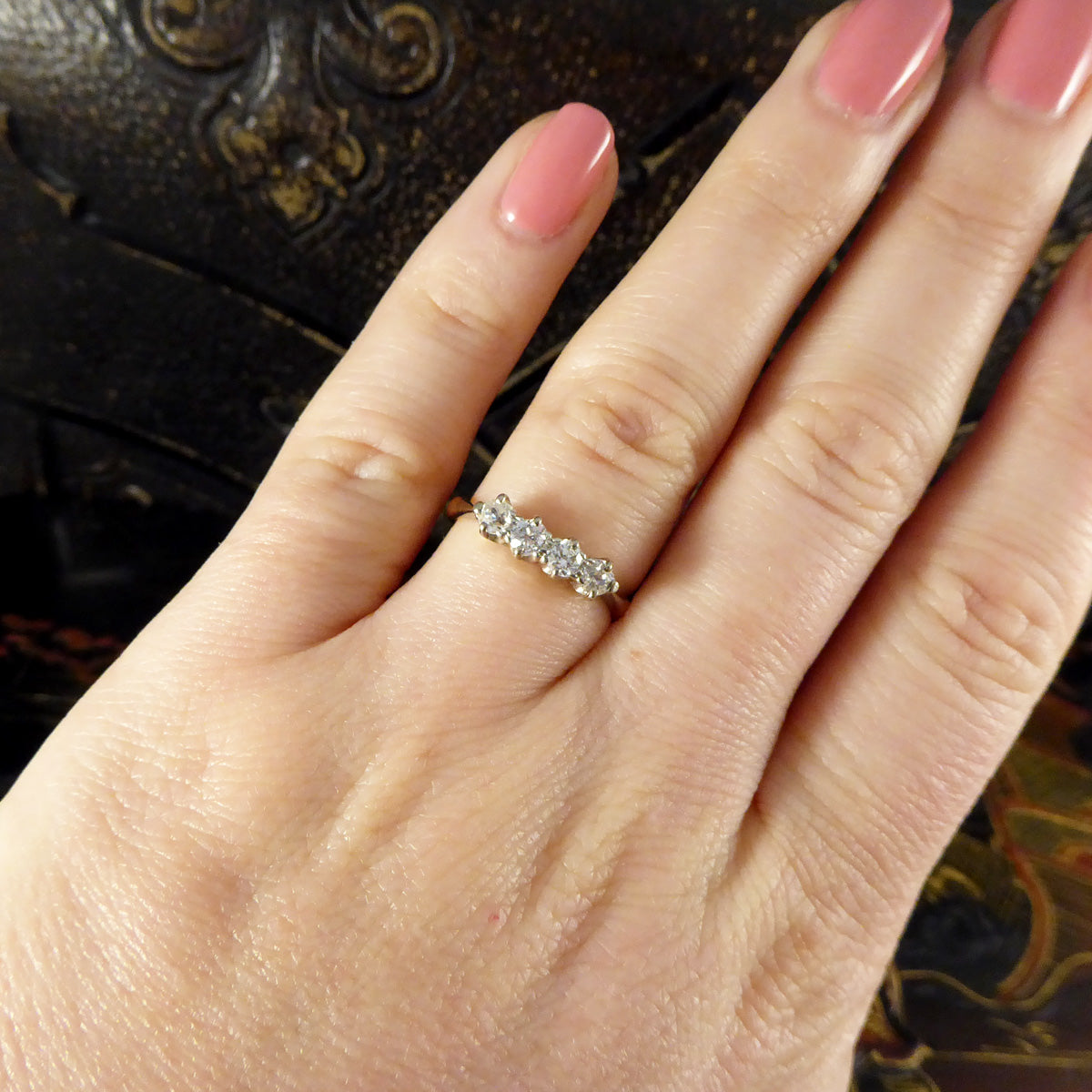 Late Victorian Old Cut Diamond Four Stone Ring in 18ct Yellow Gold - Wharfedale Antiques
