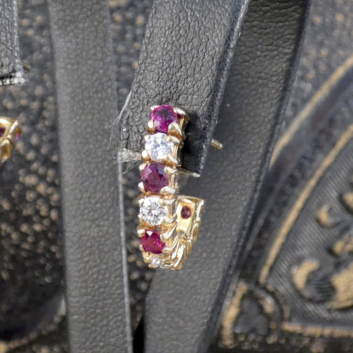 Ruby and Diamond Huggie Earrings in Yellow Gold