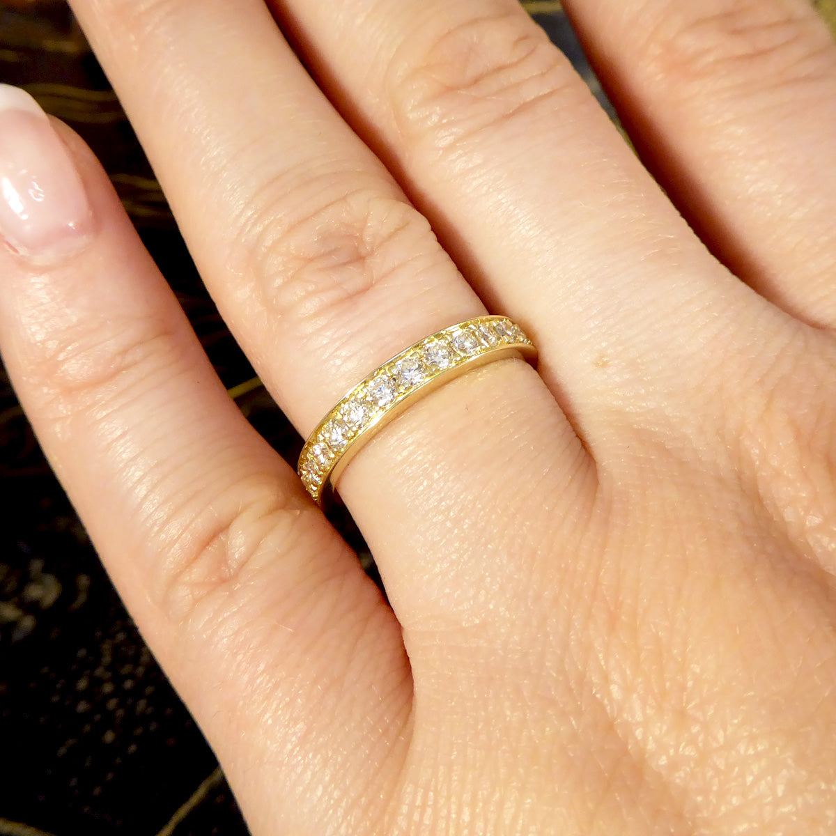 0.50ct Diamond Half Eternity Ring in Yellow Gold Channel Claw Setting - Wharfedale Antiques