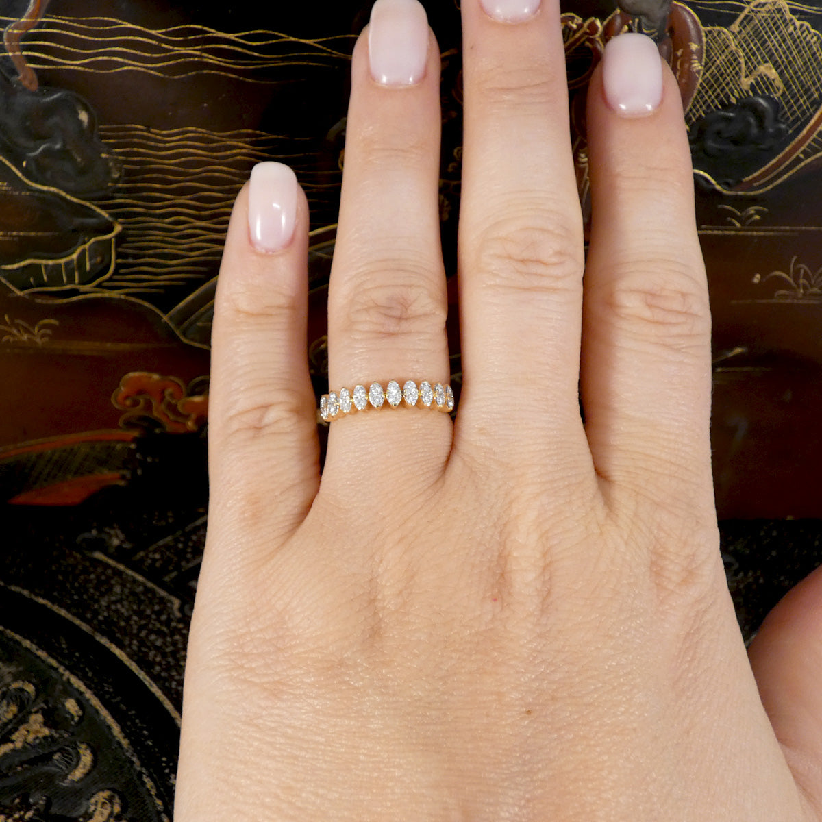 Marquise Illusion Diamond Half Eternity Ring in 18ct Yellow Gold
