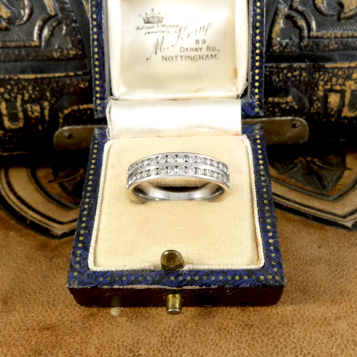 0.75ct Brilliant Cut Diamond Double Row Half Eternity Ring in Platinum - Wharfedale Antiques