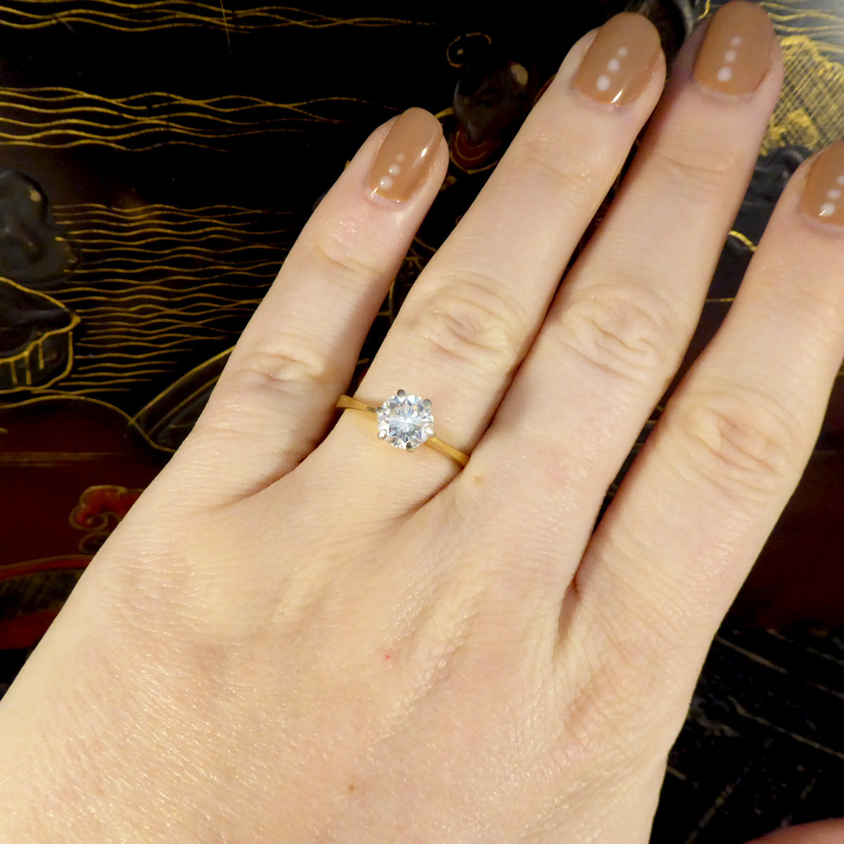 1.15ct Diamond Solitaire Engagement Ring in 18ct Yellow Gold - Wharfedale Antiques