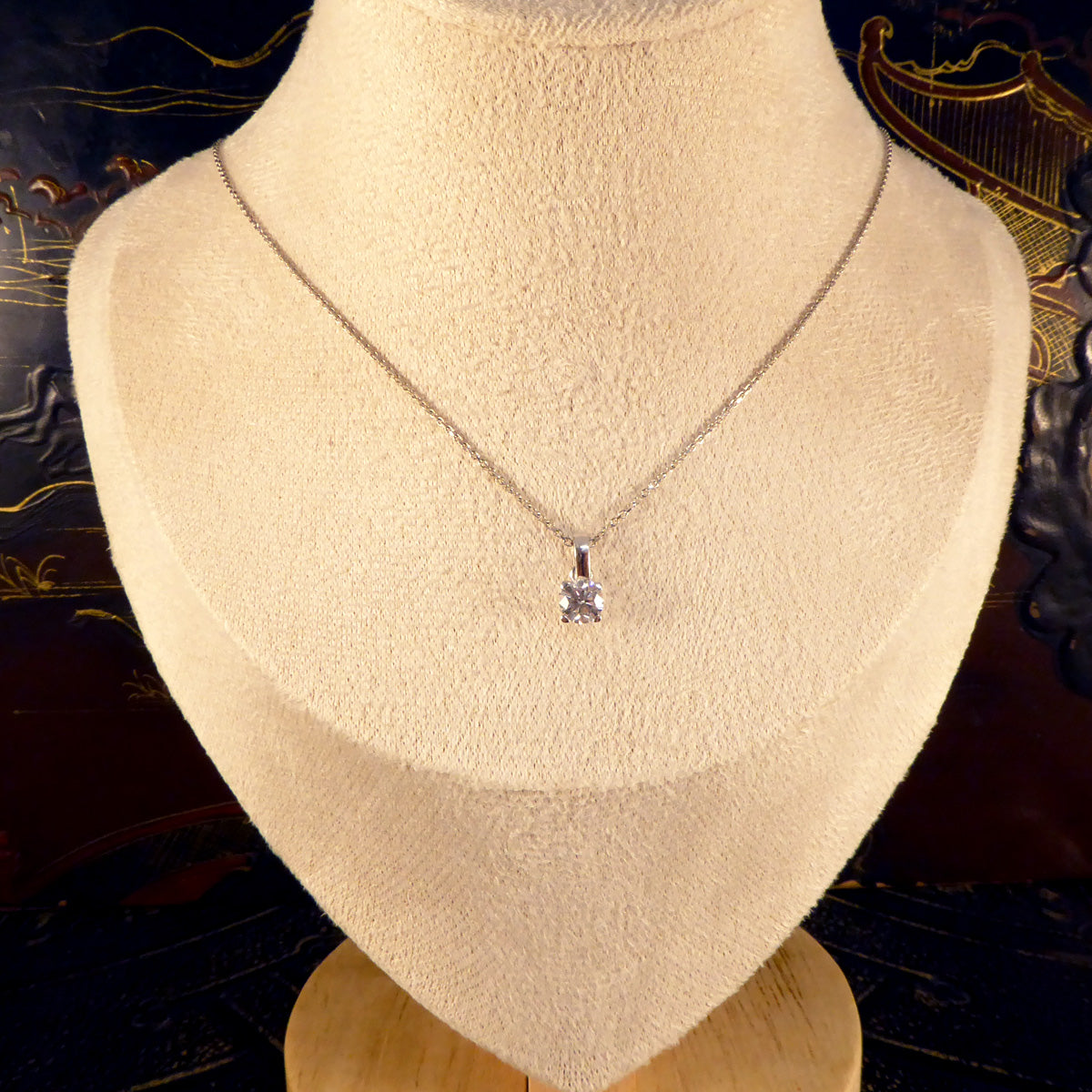 0.54ct Brilliant Cut Diamond Pendant Necklace in 18ct White Gold - Wharfedale Antiques