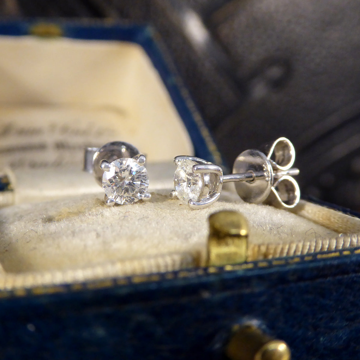 Classic Diamond Stud Earrings in 18ct White Gold - Wharfedale Antiques