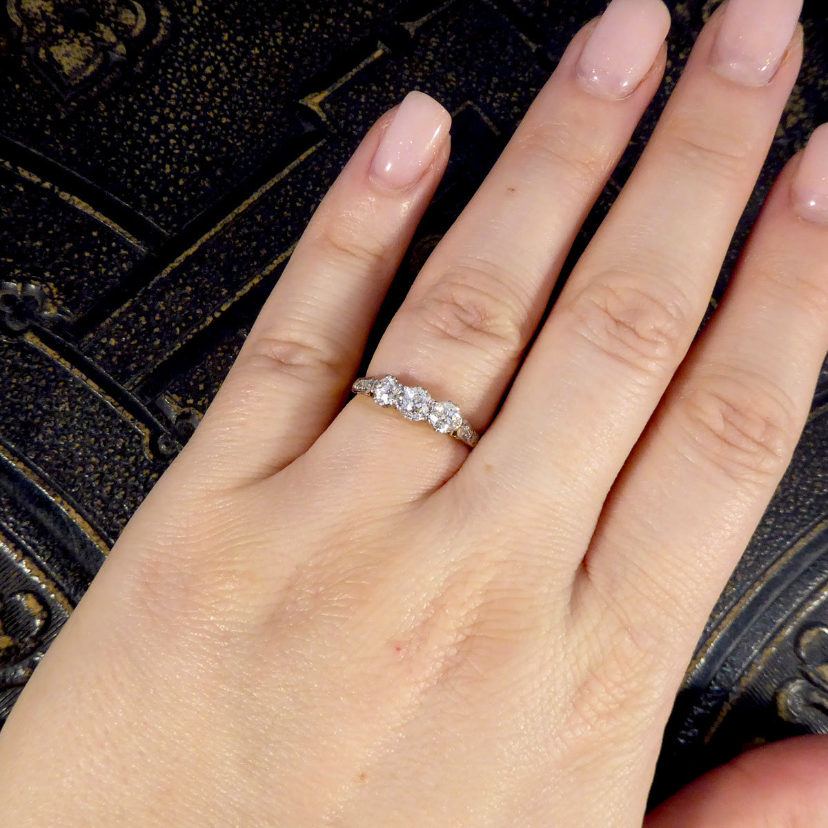 Antique Diamond Trilogy Ring in 18ct Yellow Gold and Platinum - Wharfedale Antiques
