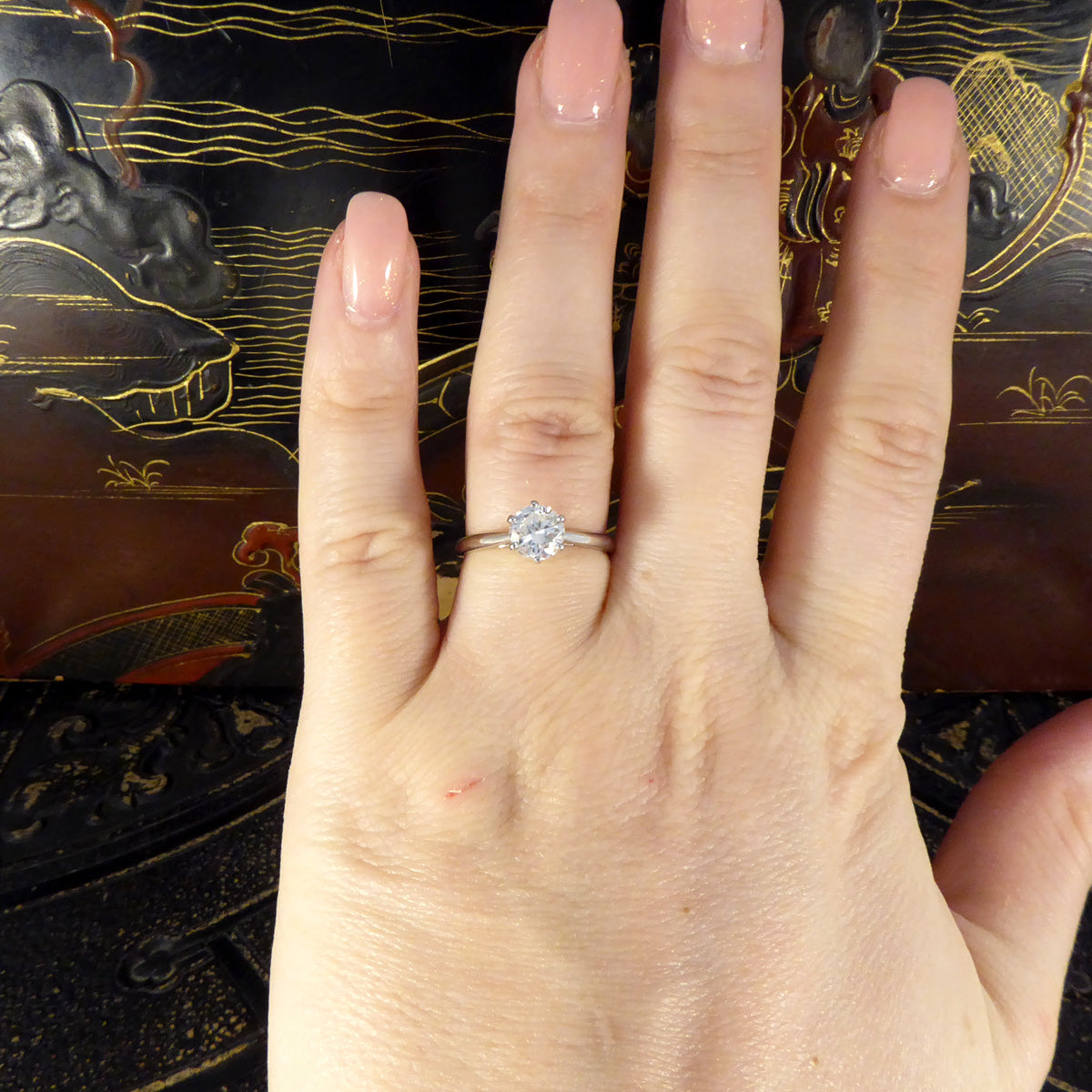 0.95ct Brilliant Cut Diamond Solitaire Engagement Ring in Platinum - Wharfedale Antiques