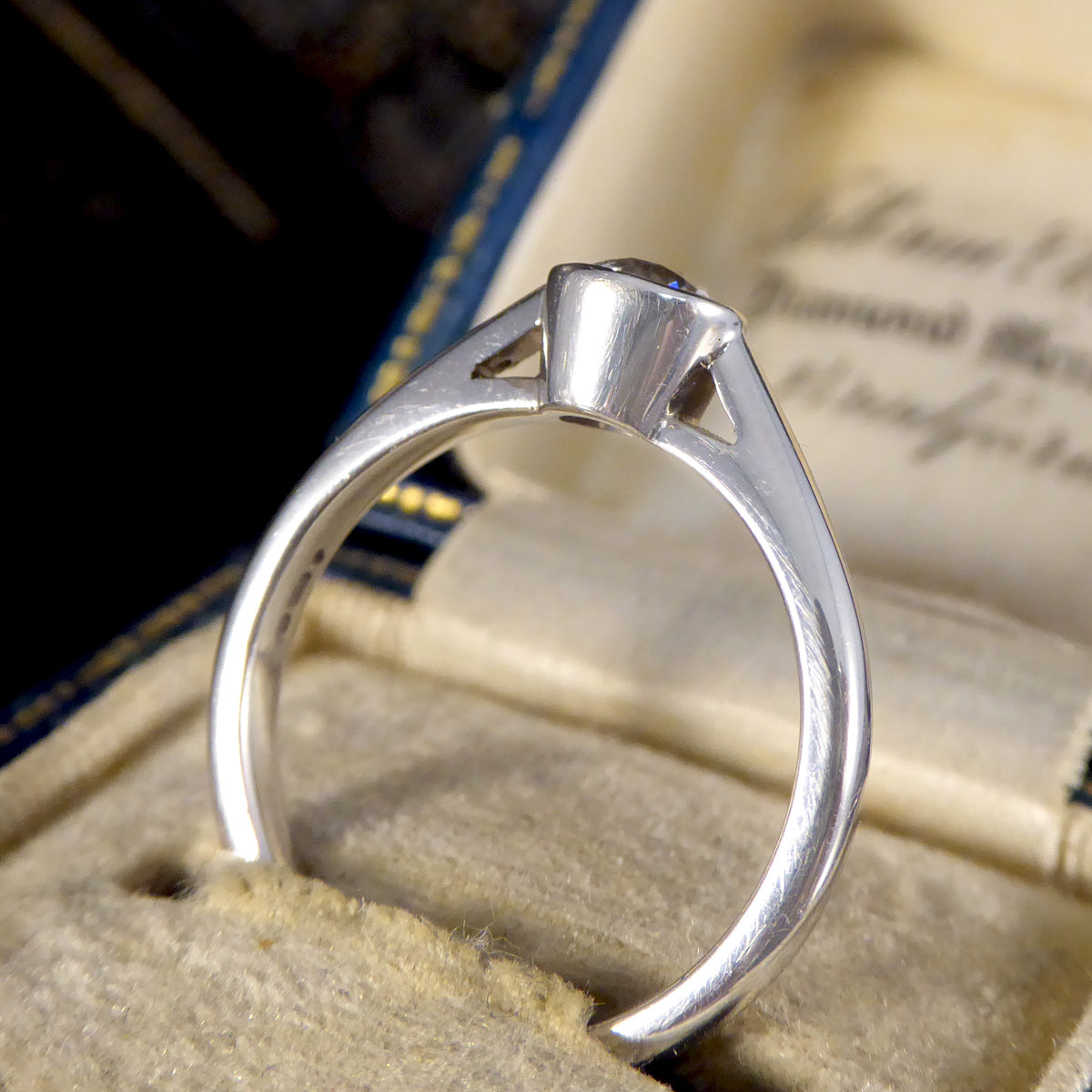 Diamond Bezel Set Solitaire Ring in 18ct White Gold - Wharfedale Antiques