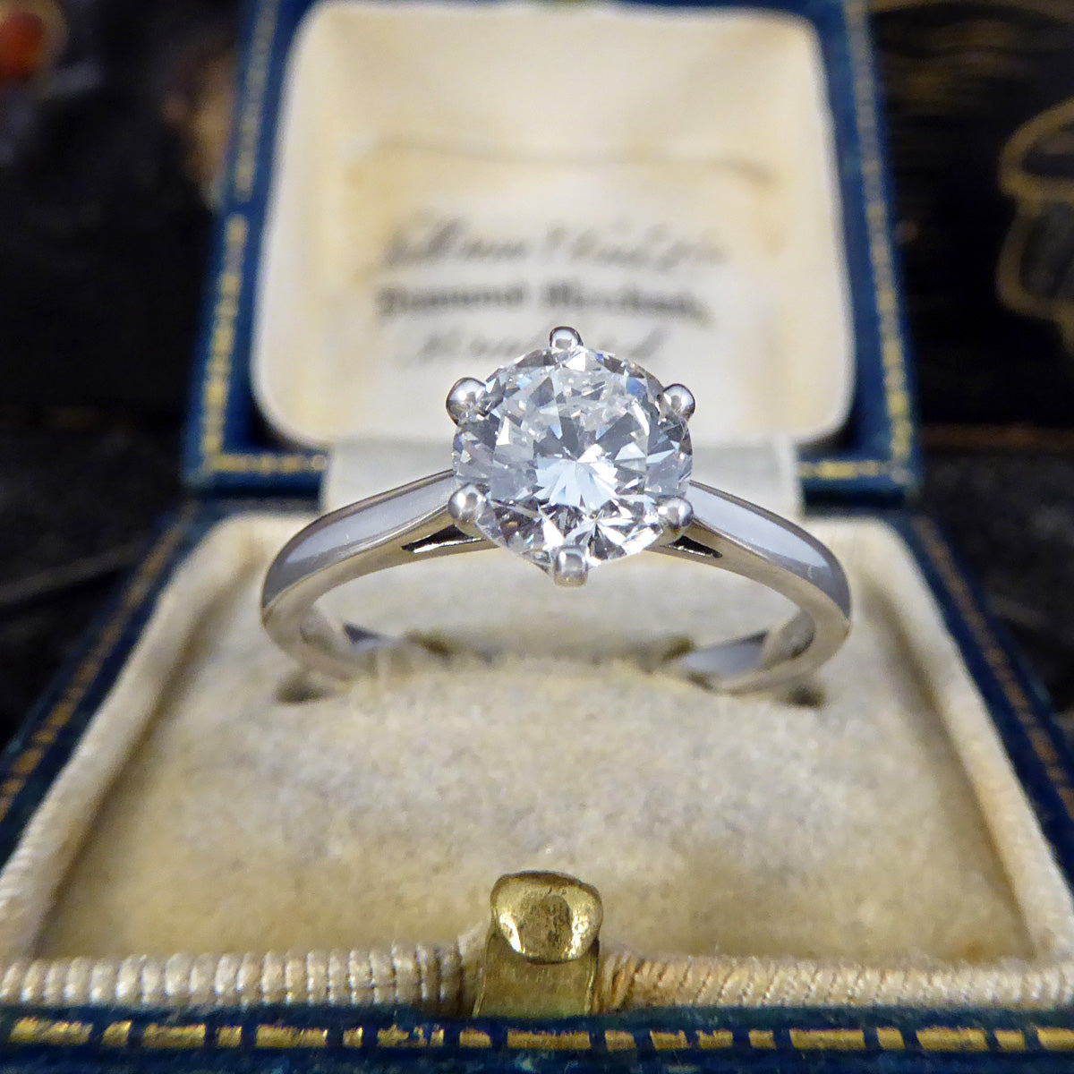 0.95ct Brilliant Cut Diamond Solitaire Engagement Ring in Platinum - Wharfedale Antiques
