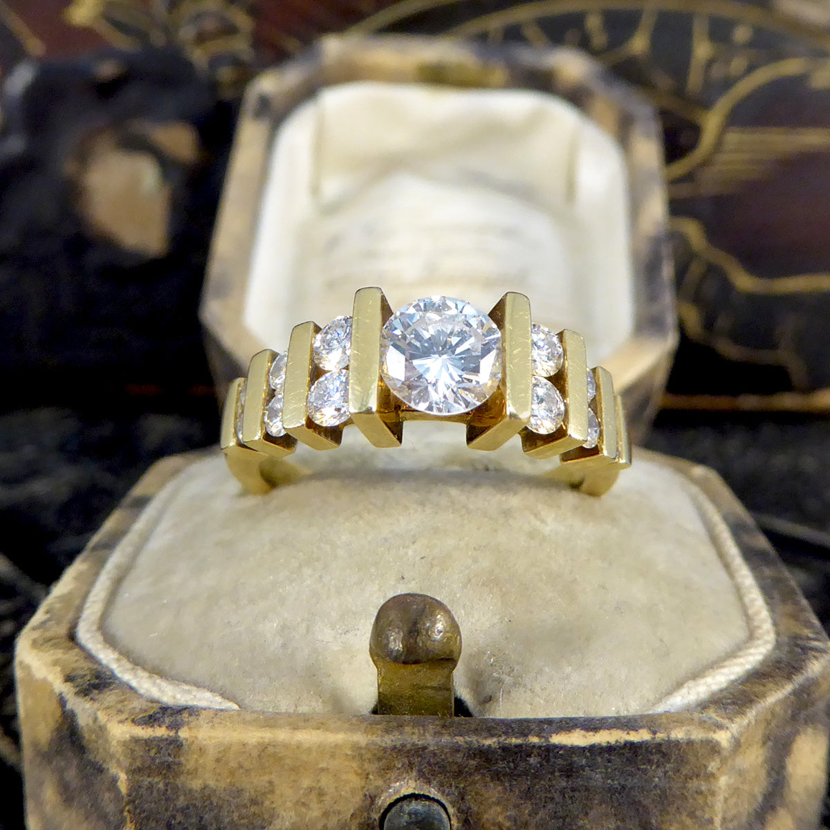 Vintage Diamond Stage Stepped Ring in 18ct Yellow Gold - Wharfedale Antiques