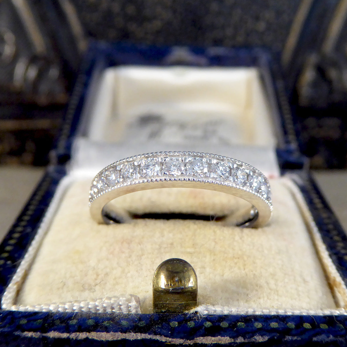 Platinum Half Eternity Ring with 0.50ct Brilliant Cut Diamond - Wharfedale Antiques