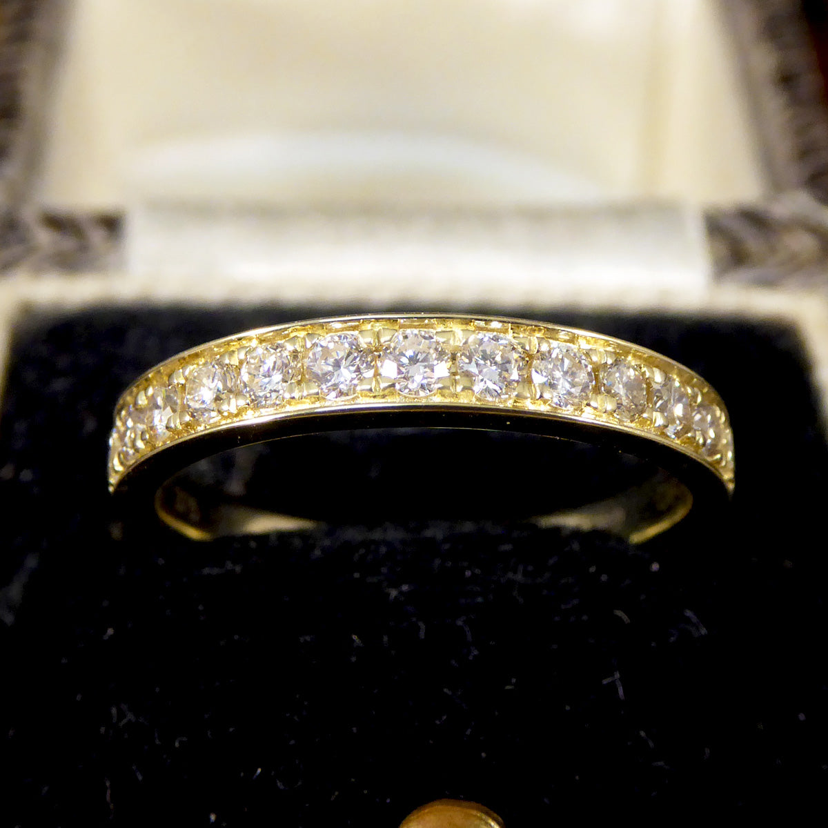 0.50ct Diamond Half Eternity Ring in Yellow Gold Channel Claw Setting - Wharfedale Antiques