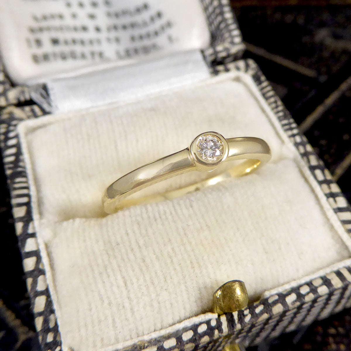 Diamond Single Stone Ring in Yellow Gold Bezel Setting - Wharfedale Antiques
