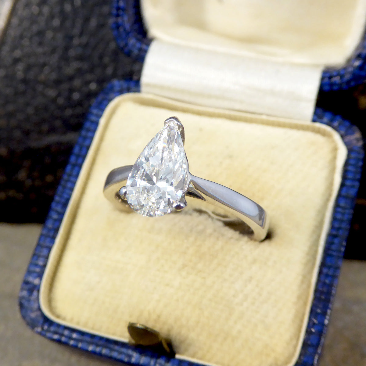Solitaire Engagement Ring with 1.26ct Pear Cut Diamond in 18ct White Gold