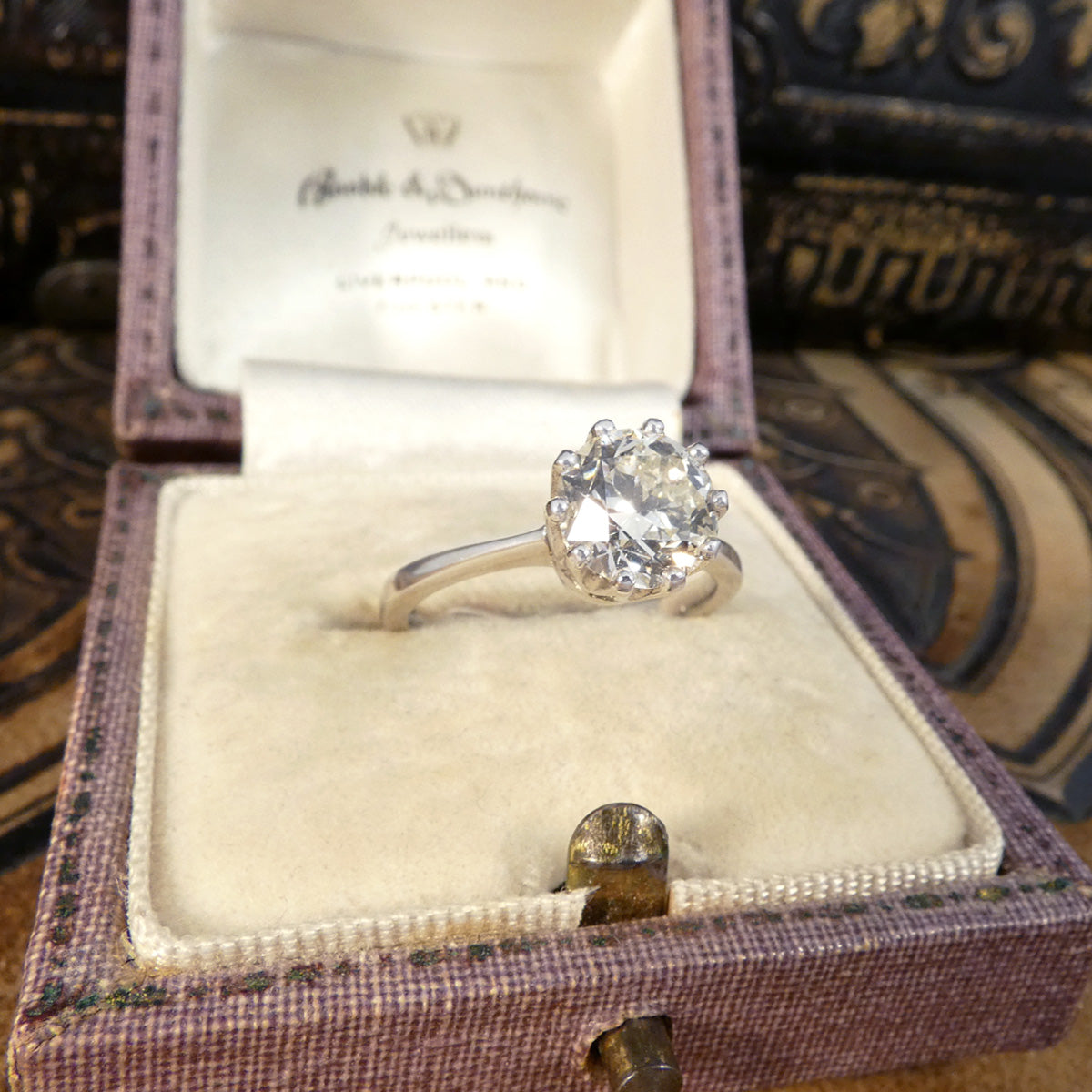 1.56ct Old European Cut Diamond Solitaire Ring in 18ct White Gold - Wharfedale Antiques