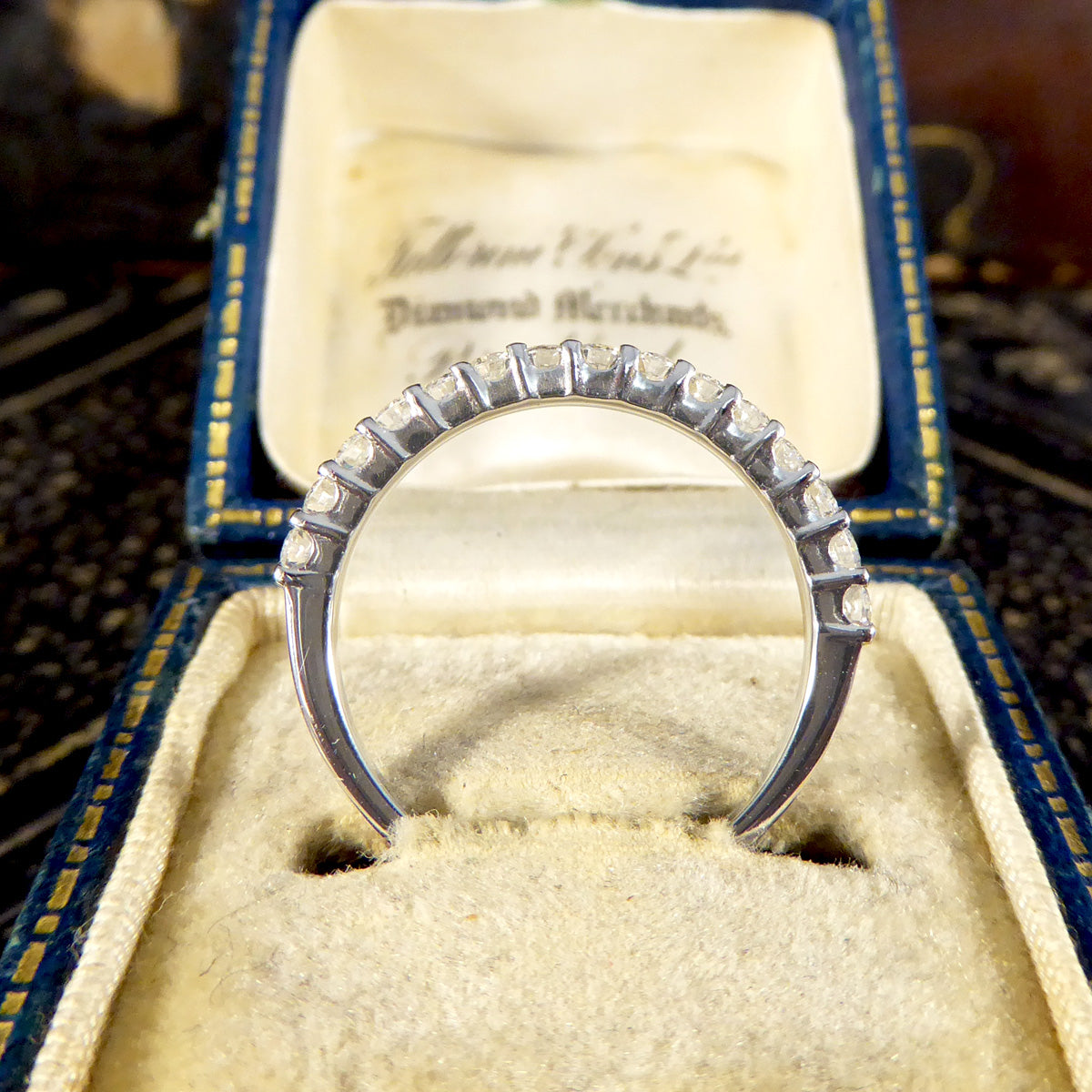 Dimond Set Half Eternity Stackable Ring in Platinum - Wharfedale Antiques