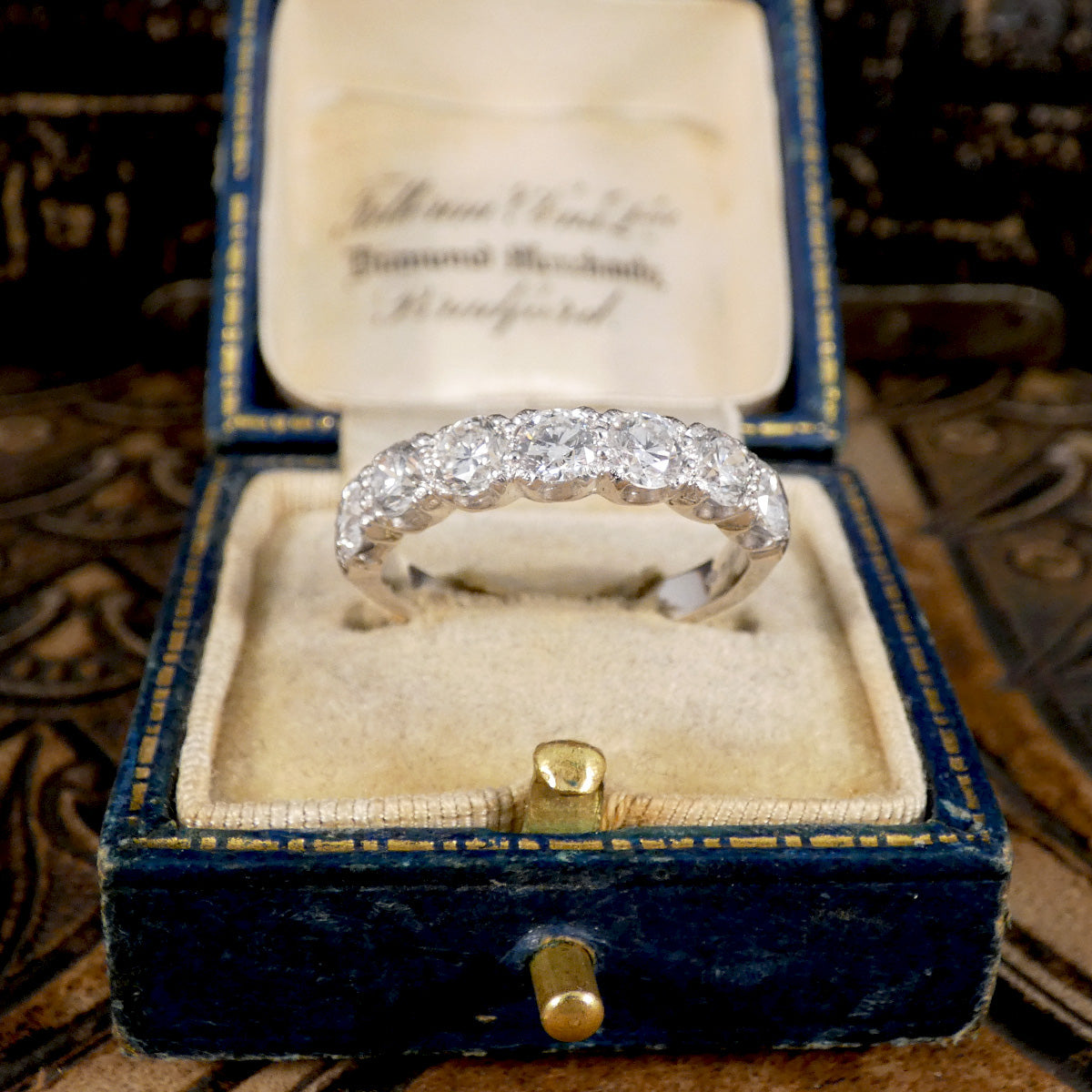 1.40ct Diamond Half Eternity Ring in 18ct White Gold. Featuring a row of brilliant cut diamonds creating sparkle across the whole finger. Displayed in vintage box.