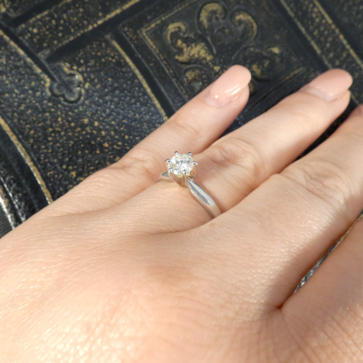 0.50ct Diamond Solitaire High Set Engagement Ring in 14ct White Gold - Wharfedale Antiques