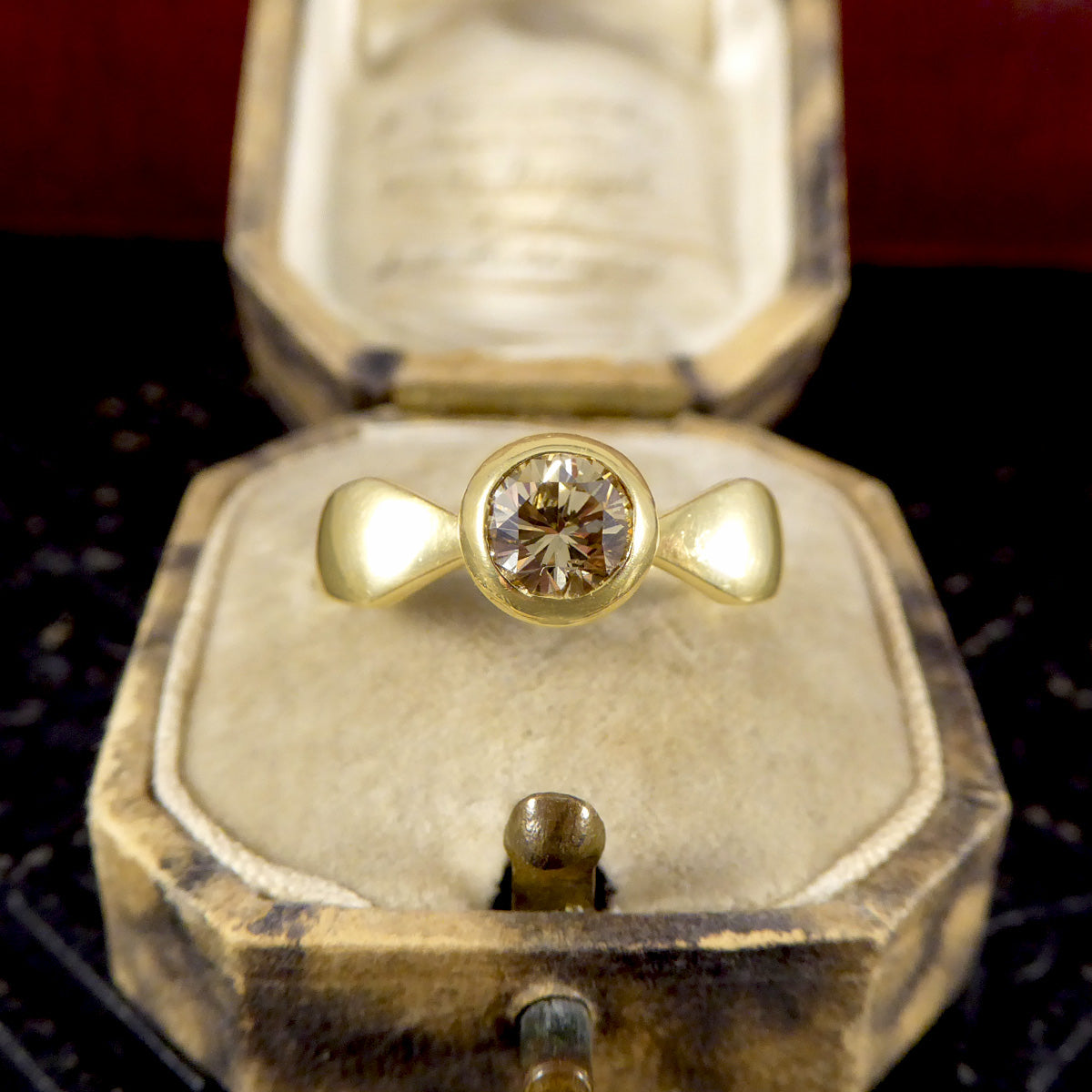 Bezel set 0.60ct Chestnut Diamond Ring in 18ct Yellow Gold - Wharfedale Antiques