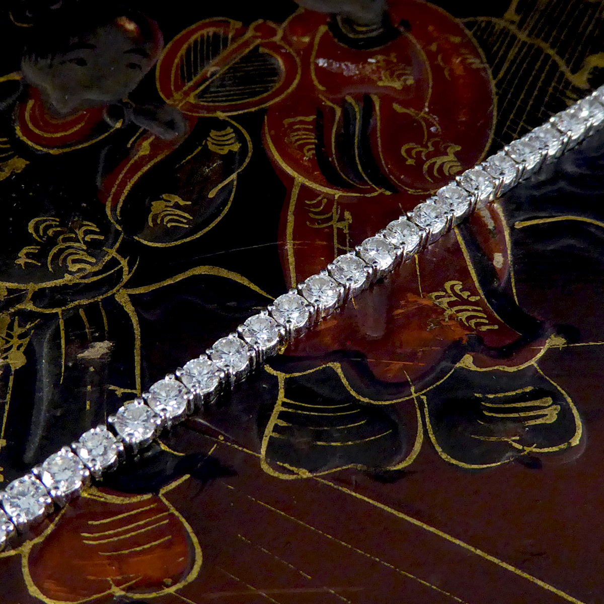 4.83ct Diamond Tennis Bracelet with Box Setting in 18ct White Gold - Wharfedale Antiques