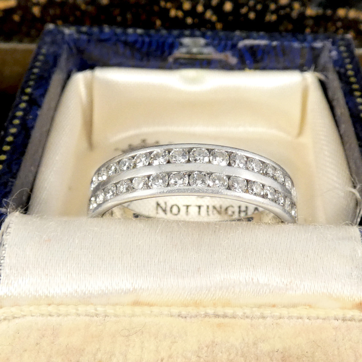 0.75ct Brilliant Cut Diamond Double Row Half Eternity Ring in Platinum - Wharfedale Antiques