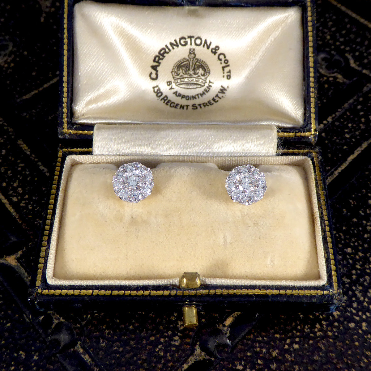 Diamond Stud Earrings with 3.00ct Look Illusion in 18ct White Gold - Wharfedale Antiques