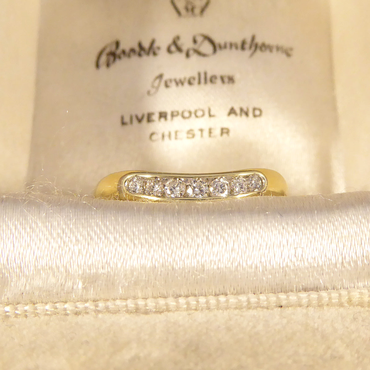 Diamond Set Curved Wishbone Ring in Yellow Gold - Wharfedale Antiques