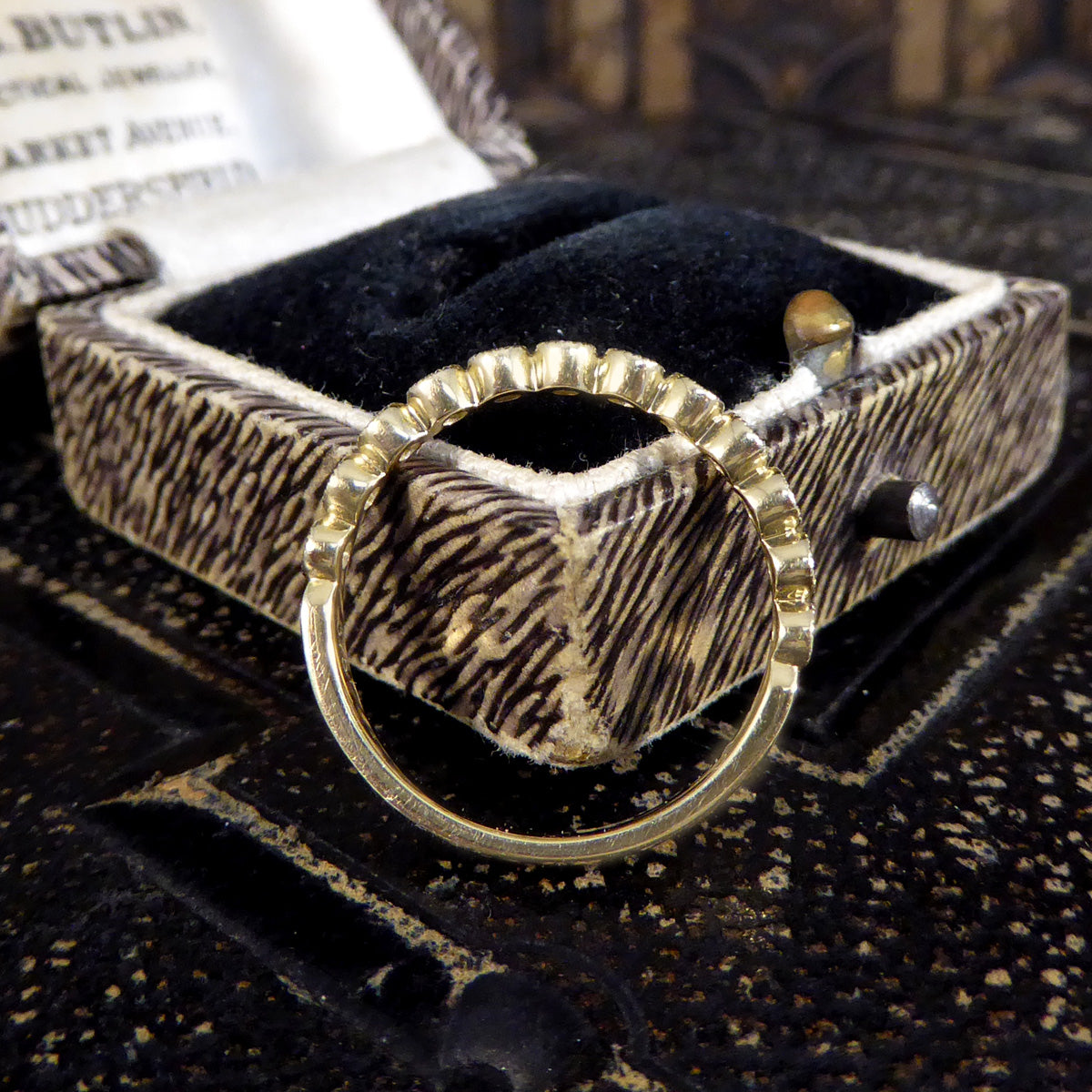 Diamond Half Eternity Ring in Circular Style Rub Over Collar Set Yellow Gold