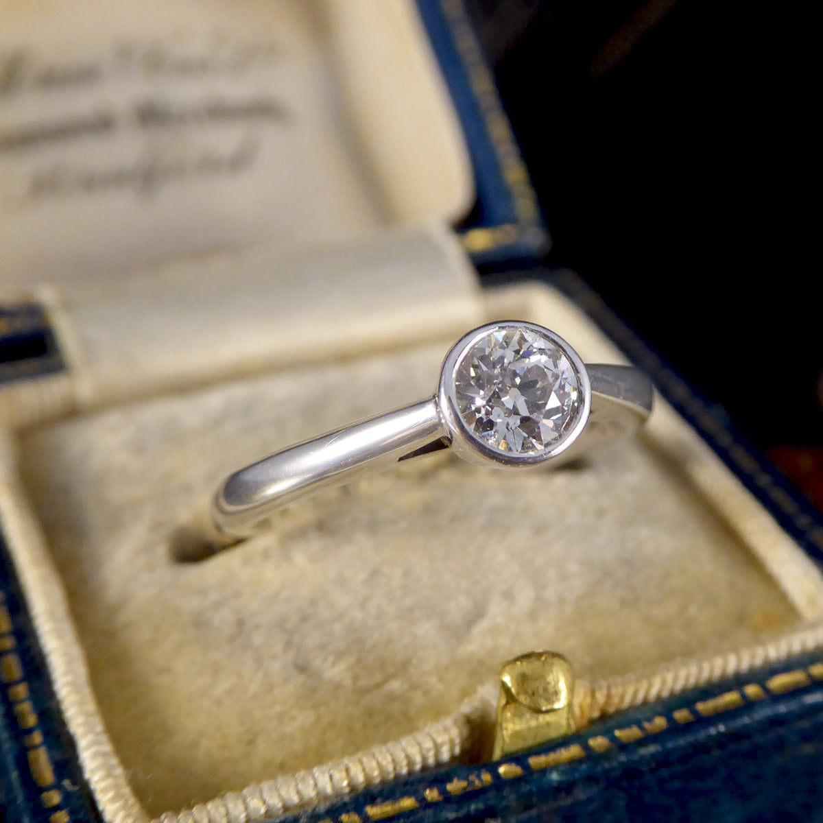 Diamond Bezel Set Solitaire Ring in 18ct White Gold - Wharfedale Antiques