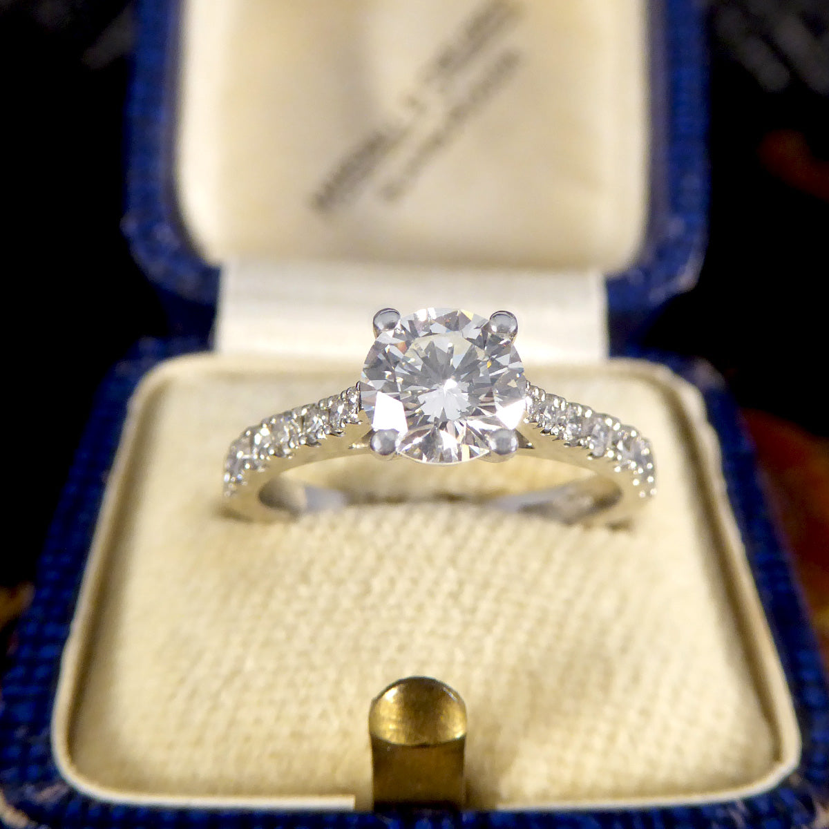 0.85ct Diamond Solitaire Engagement Ring with Diamond Set Shoulders in Platinum