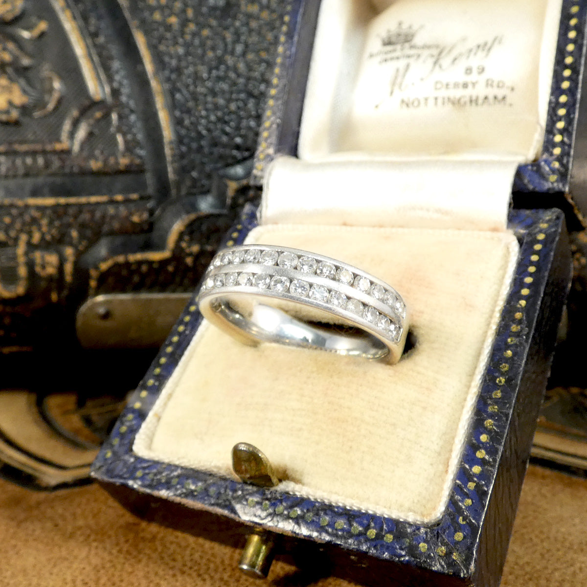 0.75ct Brilliant Cut Diamond Double Row Half Eternity Ring in Platinum - Wharfedale Antiques