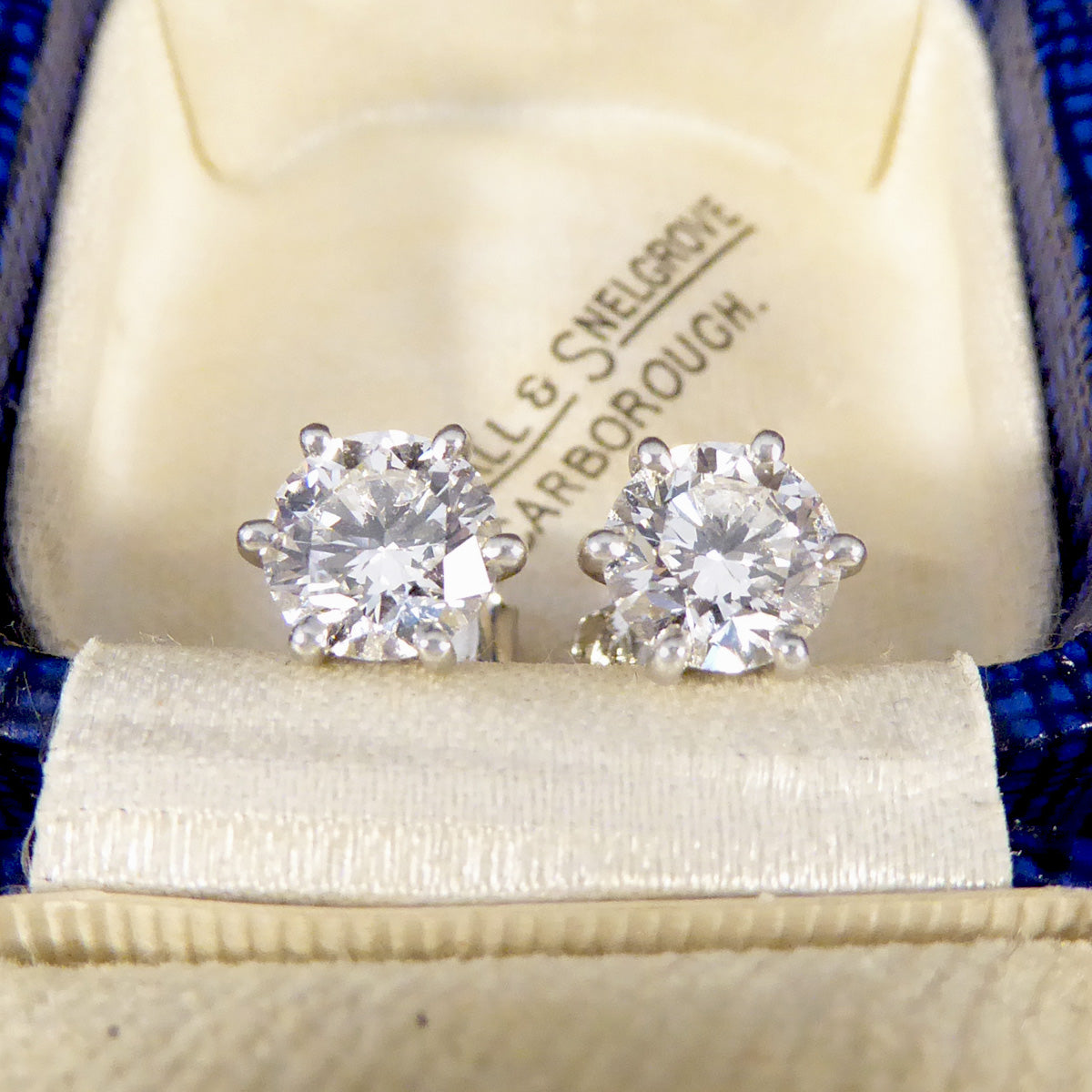 Quality 2.02ct Diamond Stud Earrings in Platinum with GIA Cert F Colour VS Clarity - Wharfedale Antiques