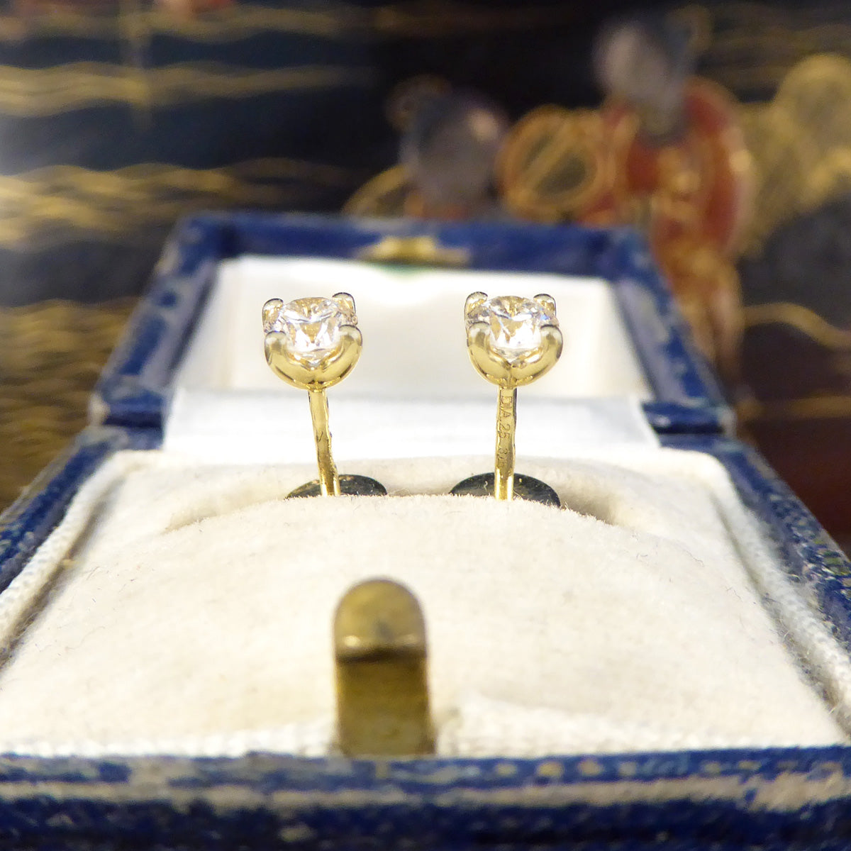 0.50ct Diamond Stud Earrings in Yellow Gold - Wharfedale Antiques