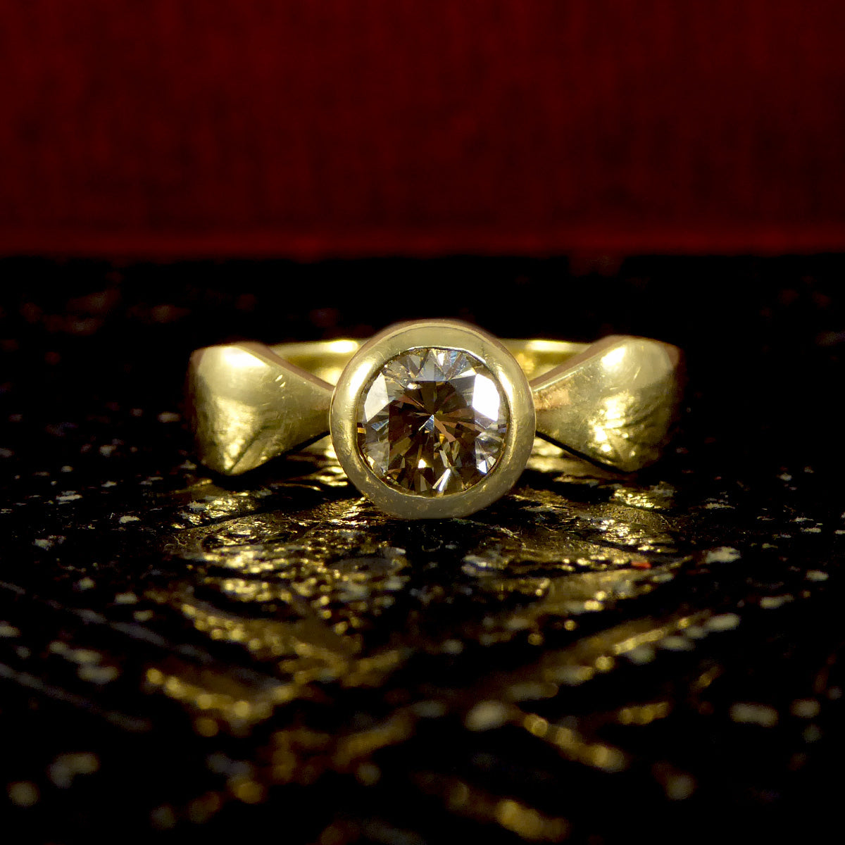 Bezel set 0.60ct Chestnut Diamond Ring in 18ct Yellow Gold - Wharfedale Antiques
