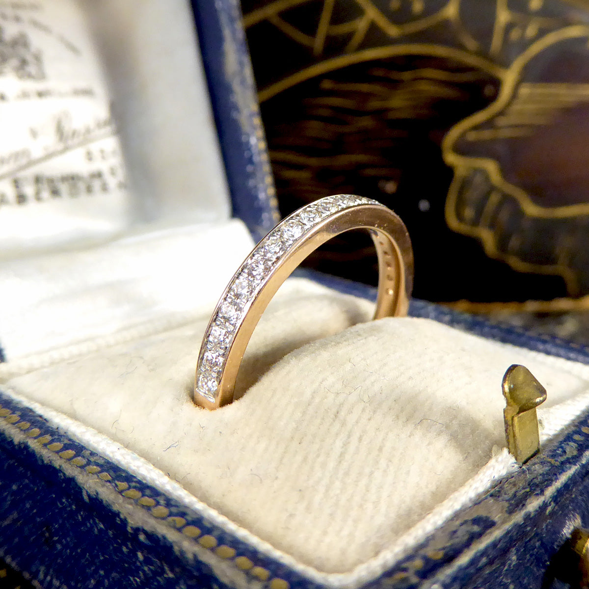 0.25ct Diamond Channel Set Half Eternity Ring in Rose Gold - Wharfedale Antiques